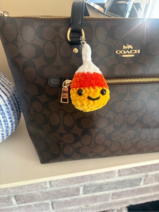 Handmade Accessories - Handmade crochet candy corn bag charm key charm